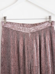 Oliver Bonas Pink Metallic Plisse Wide Leg Trousers - Image 5 of 8