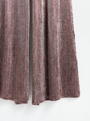 Oliver Bonas Pink Metallic Plisse Wide Leg Trousers - Image 8 of 8