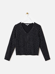Oliver Bonas Black Iridescent Gem Knitted Top - Image 3 of 8