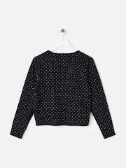Oliver Bonas Black Iridescent Gem Knitted Top - Image 4 of 8