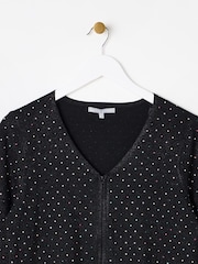 Oliver Bonas Black Iridescent Gem Knitted Top - Image 5 of 8