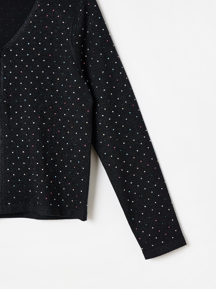 Oliver Bonas Black Iridescent Gem Knitted Top - Image 8 of 8