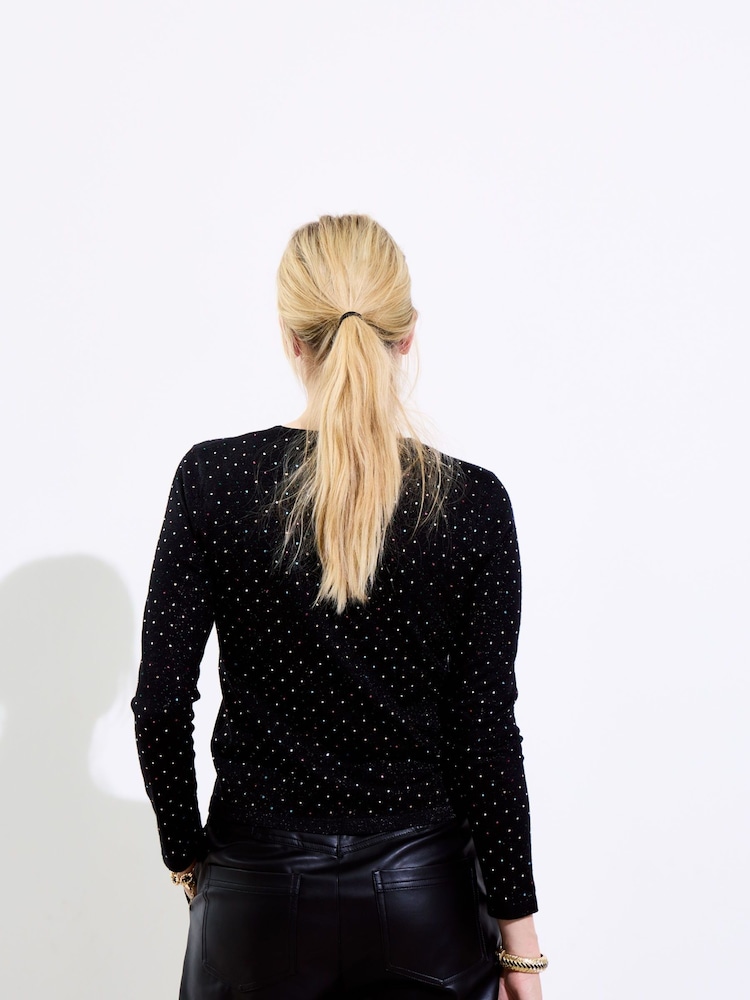 Oliver Bonas Black Iridescent Gem Knitted Top - Image 9 of 9 Oliver Bonas Black Iridescent Gem Knitted Top - Image 9 of 9