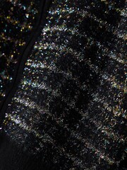 Oliver Bonas Black Sparkly Checked Bomber Jacket - Image 4 of 7