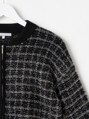 Oliver Bonas Black Sparkly Checked Bomber Jacket - Image 5 of 7