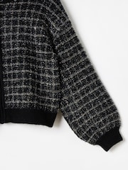 Oliver Bonas Black Sparkly Checked Bomber Jacket - Image 6 of 7