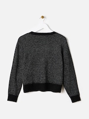 Oliver Bonas Black Sparkly Cropped Knitted Jumper - Image 2 of 6