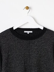 Oliver Bonas Black Sparkly Cropped Knitted Jumper - Image 3 of 6