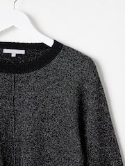 Oliver Bonas Black Sparkly Cropped Knitted Jumper - Image 4 of 6