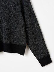 Oliver Bonas Black Sparkly Cropped Knitted Jumper - Image 6 of 6