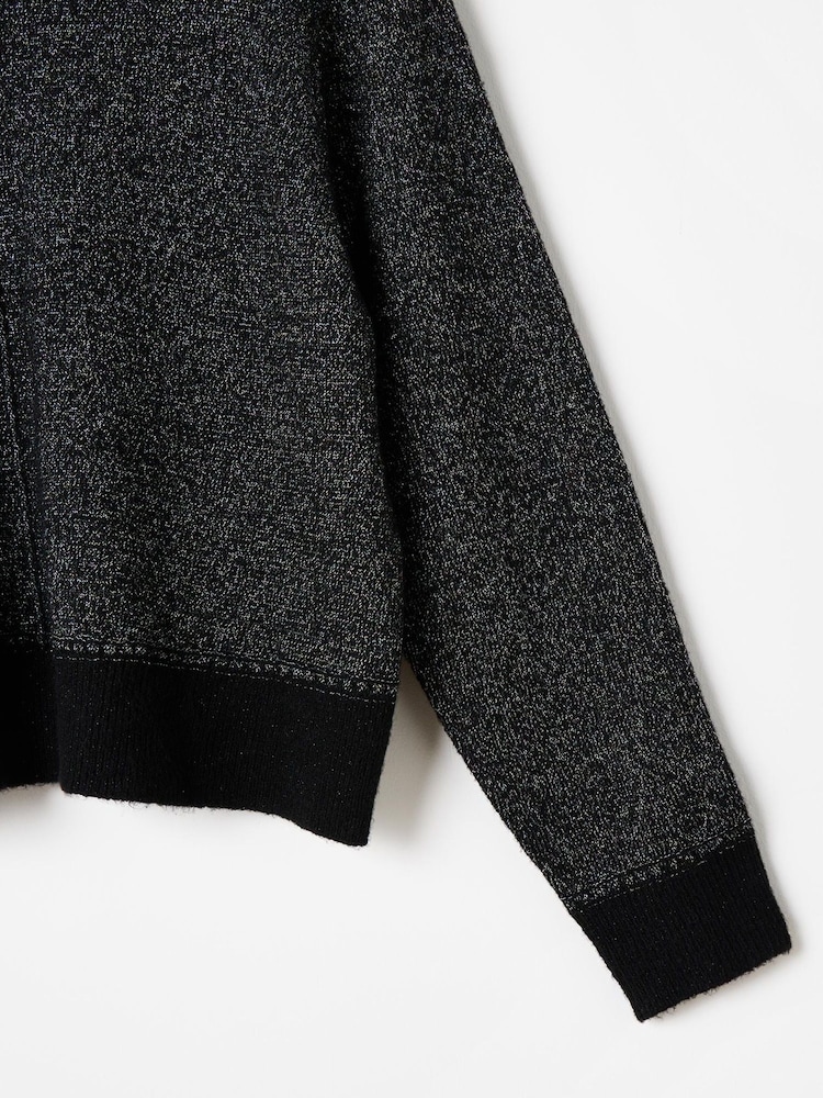 Oliver Bonas Black Sparkly Cropped Knitted Jumper - Image 6 of 6 Oliver Bonas Black Sparkly Cropped Knitted Jumper - Image 6 of 6