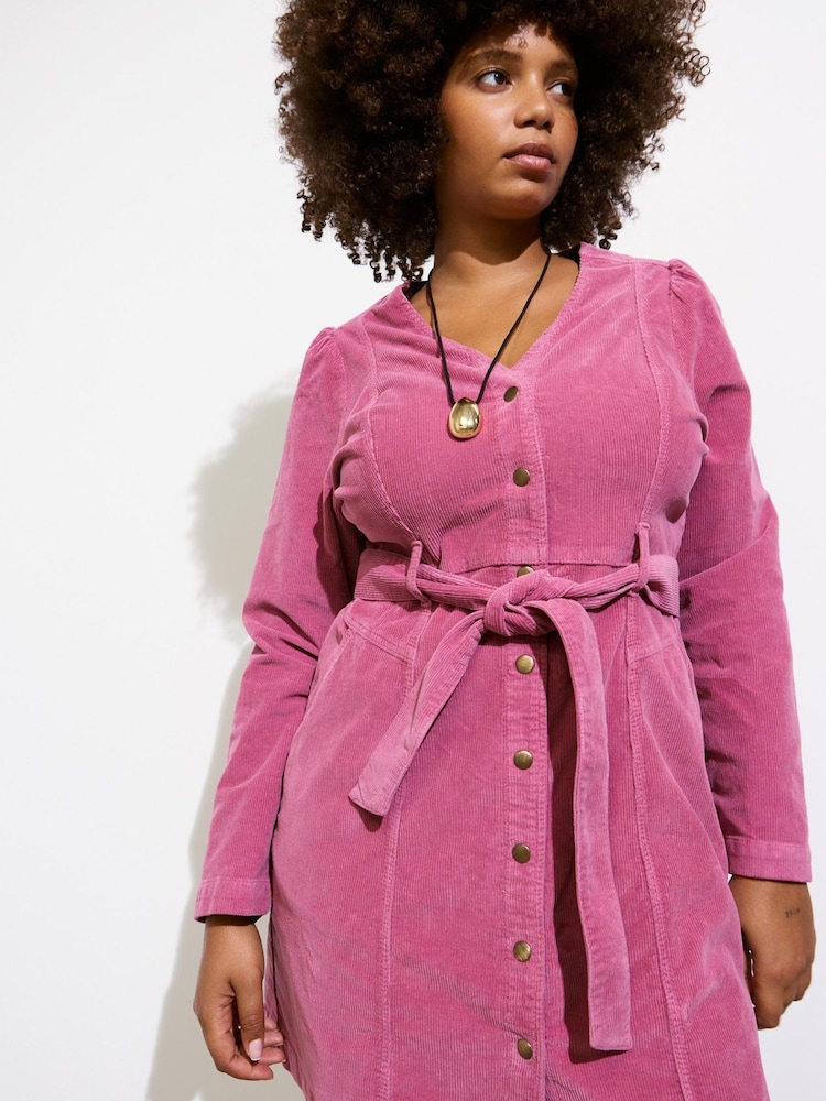 Oliver Bonas Corduroy Dress Pink ASOS DESIGN Oversized Slouchy Cord Mini Shirt  Dress With Pocket Detail