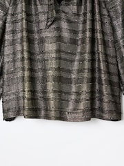 Oliver Bonas Gold Metallic Tie Neck Blouse - Image 8 of 8