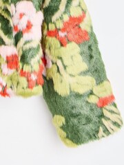 Oliver Bonas Green Floral Faux Fur Coat - Image 6 of 7