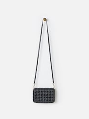 Oliver Bonas Black Lizzie Braided Cross-Body Bag - Image 1 of 6
