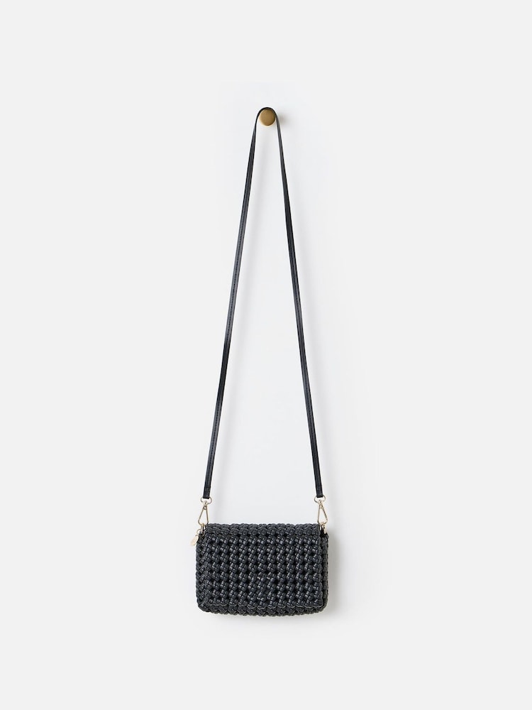 Oliver Bonas Black Lizzie Braided Cross-Body Bag - Image 1 of 6