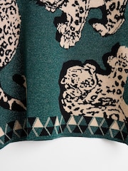 Oliver Bonas Green Sparkly Leopard Knitted Jumper - Image 8 of 8