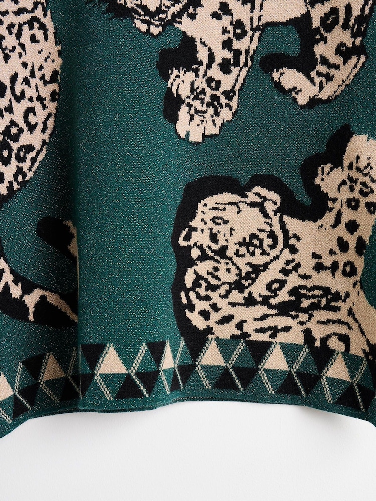 Oliver Bonas Green Sparkly Leopard Knitted Jumper - Image 8 of 8 Oliver Bonas Green Sparkly Leopard Knitted Jumper - Image 8 of 8