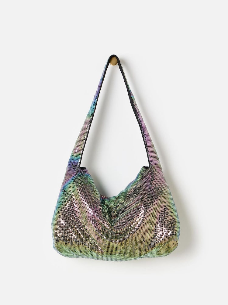 Oliver Bonas Green Metallic Chainmail Tote Bag - Image 2 of 6 Oliver Bonas Green Metallic Chainmail Tote Bag - Image 2 of 6