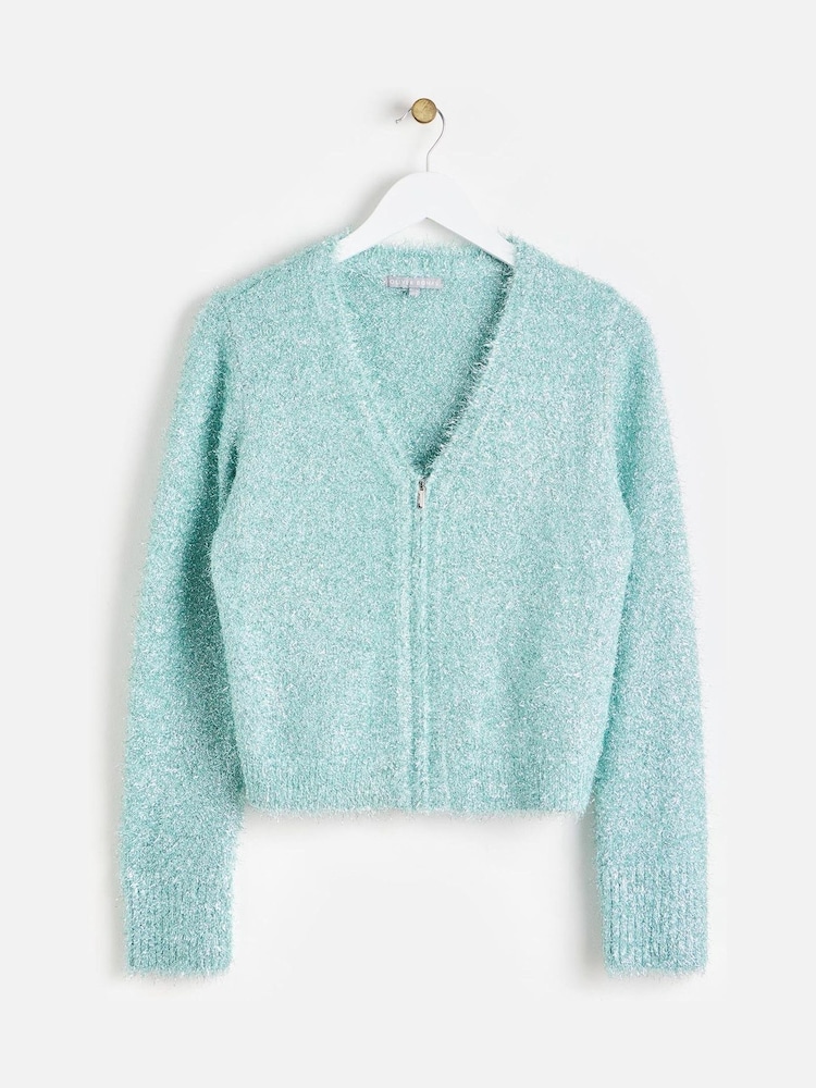 Oliver Bonas – mintfarbene, glitzernde Strickjacke - Bild 1 von 6