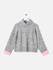Oliver Bonas Grey Marl Sequin Knitted Roll Neck Jumper - Image 1 of 6