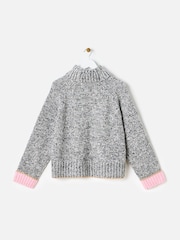 Oliver Bonas Grey Marl Sequin Knitted Roll Neck Jumper - Image 2 of 6