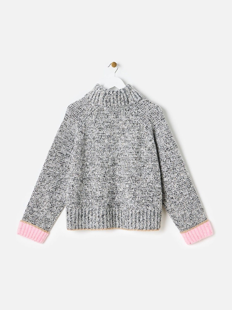 Oliver Bonas Grey Marl Sequin Knitted Roll Neck Jumper - Image 2 of 6