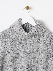 Oliver Bonas Grey Marl Sequin Knitted Roll Neck Jumper - Image 3 of 6