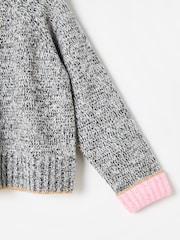 Oliver Bonas Grey Marl Sequin Knitted Roll Neck Jumper - Image 6 of 6