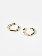 Oliver Bonas Black Loula Twisted Stone Enamel Hoop Earrings - Image 1 of 3