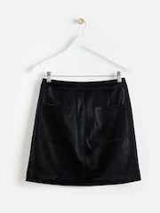 Oliver Bonas Black Snake Print Faux Leather Mini Skirt - Image 2 of 6