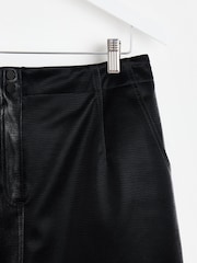 Oliver Bonas Black Snake Print Faux Leather Mini Skirt - Image 4 of 6