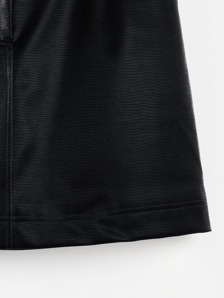 Oliver Bonas Black Snake Print Faux Leather Mini Skirt - Image 6 of 6