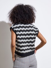 Oliver Bonas Black Tinsel Striped Knitted Waistcoat - Image 3 of 9
