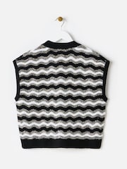 Oliver Bonas Black Tinsel Striped Knitted Waistcoat - Image 5 of 9