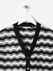 Oliver Bonas Black Tinsel Striped Knitted Waistcoat - Image 6 of 9