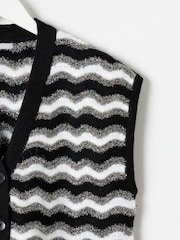 Oliver Bonas Black Tinsel Striped Knitted Waistcoat - Image 7 of 9