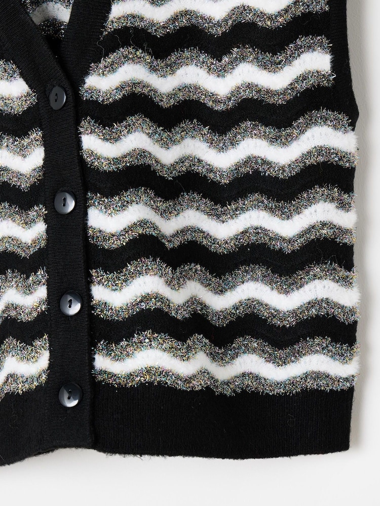 Oliver Bonas Black Tinsel Striped Knitted Waistcoat - Image 9 of 9