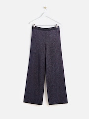 Oliver Bonas Blue Sparkly Wide Leg Trousers - Image 2 of 6