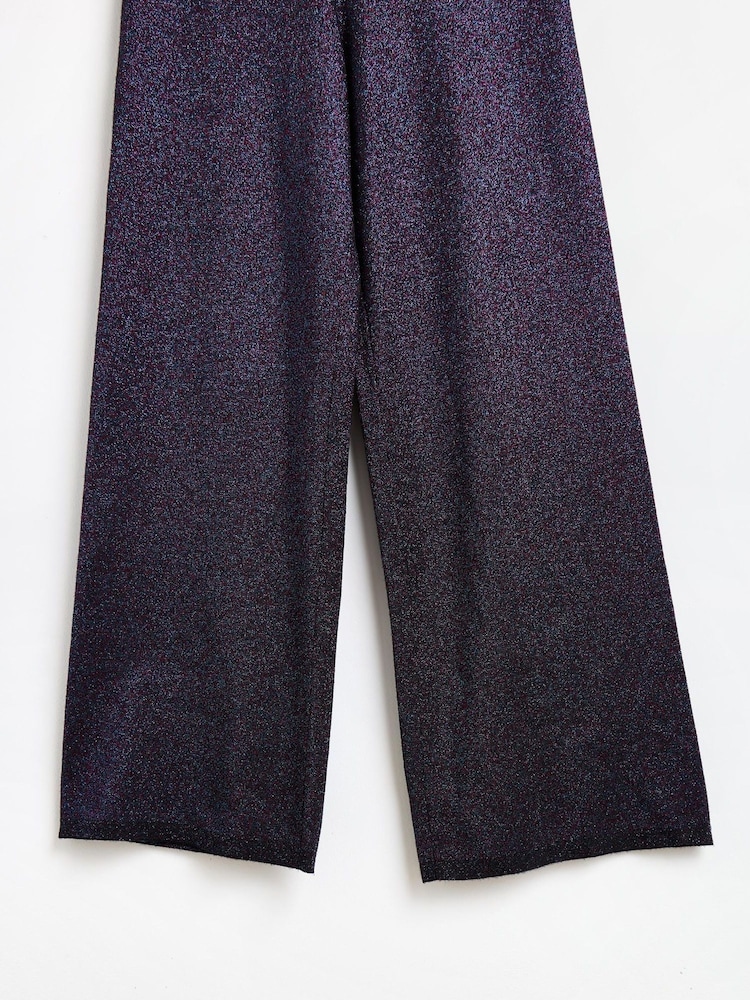 Oliver Bonas Blue Sparkly Wide Leg Trousers - Image 6 of 6