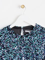 Oliver Bonas Blue Tonal Sequin T-Shirt - Image 3 of 6