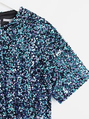 Oliver Bonas Blue Tonal Sequin T-Shirt - Image 4 of 6