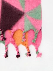 Oliver Bonas Pink Geometric Twist Tassel Heavyweight Scarf - Image 5 of 5