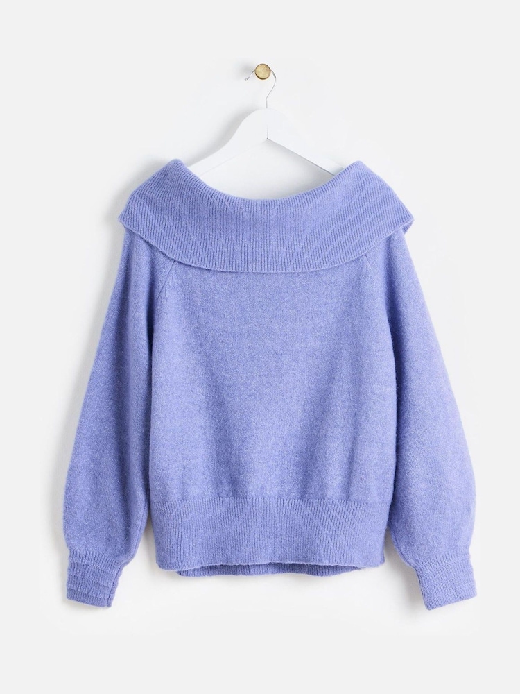Oliver Bonas Purple Sparkly Bardot Knitted Jumper - Image 2 of 5 Oliver Bonas Purple Sparkly Bardot Knitted Jumper - Image 2 of 5