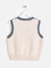 Oliver Bonas Brown Tinsel Geometric Knitted Vest - Image 3 of 6