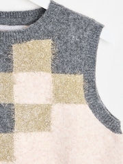 Oliver Bonas Brown Tinsel Geometric Knitted Vest - Image 5 of 6