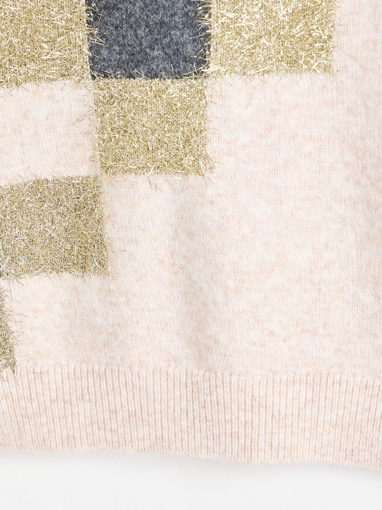 Oliver Bonas Brown Tinsel Geometric Knitted Vest - Image 6 of 6