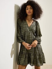 Oliver Bonas Gold Textured Mini Dress - Image 1 of 9
