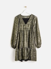 Oliver Bonas Gold Textured Mini Dress - Image 4 of 9