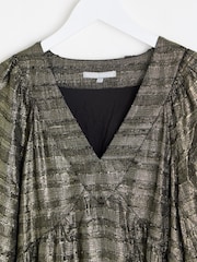 Oliver Bonas Gold Textured Mini Dress - Image 6 of 9